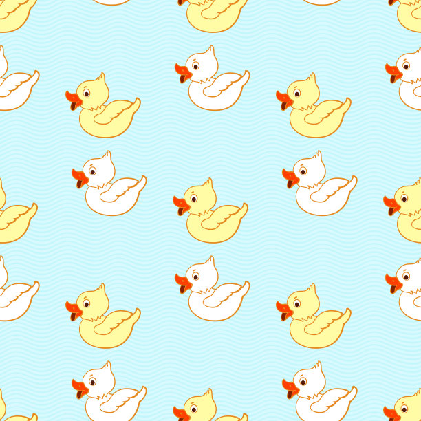 无缝图案与浮动的鸭子。矢量插图。图片下载