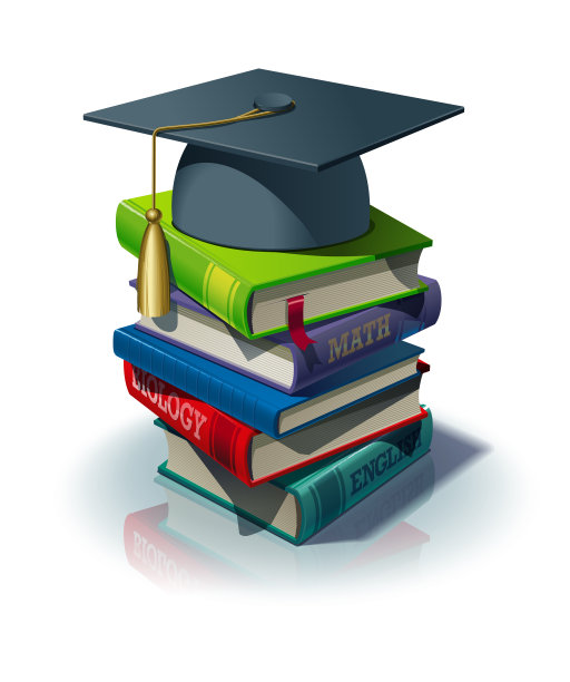 帽子放在一堆书上面图片下载
