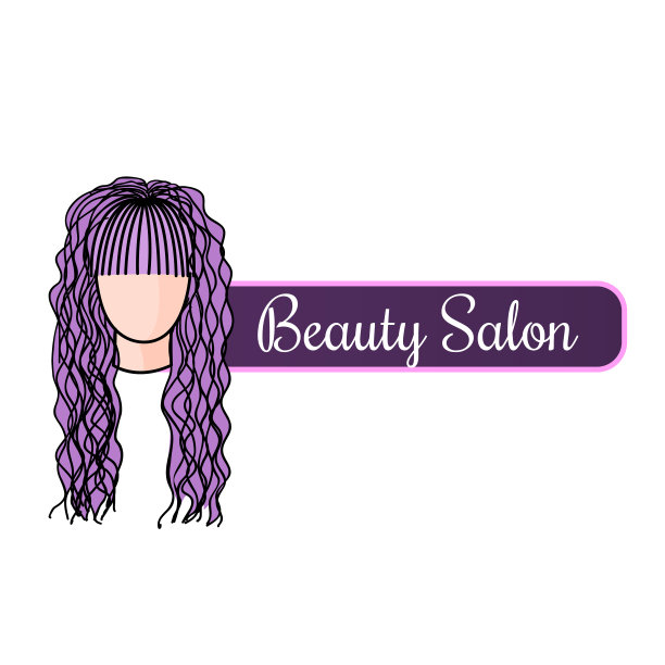 美容院标志型与涂鸦插图美丽的发型图片下载