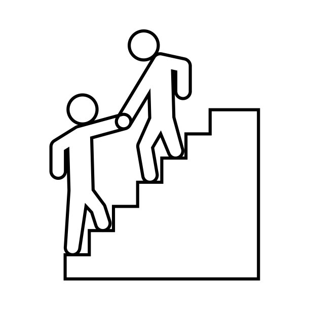 一个人扶着另一个人往上爬，这是黑色的标志。图片下载