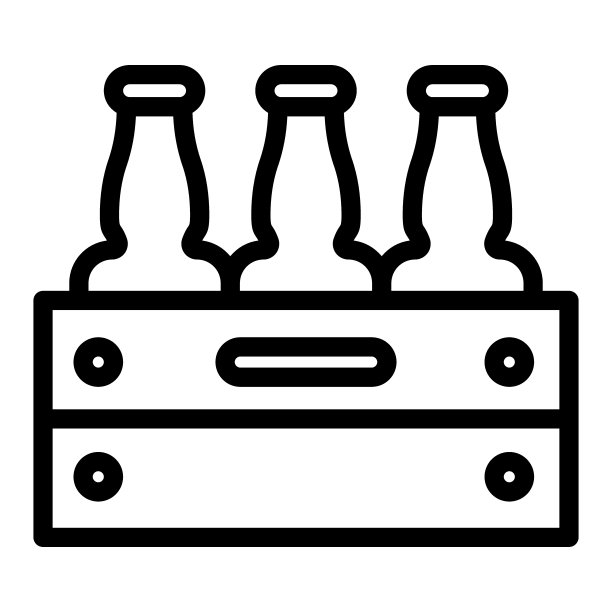 啤酒线性图标包：白色背景啤酒木箱矢量图，瓶装箱子轮廓设计，适用于网页和App，EPS 10图片下载