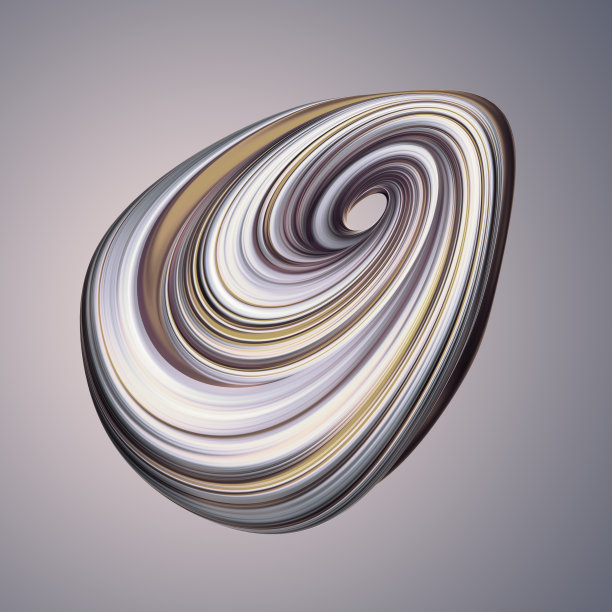 3d渲染，抽象的白色黄金形状，白金，银色，漩涡，金属，笔触，艺术涂抹，粉彩螺旋漩涡，剪辑艺术孤立的浅灰色背景图片下载