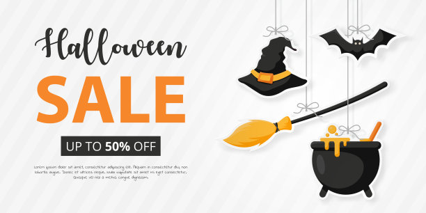 万圣节销售与平面图标。矢量图图片下载