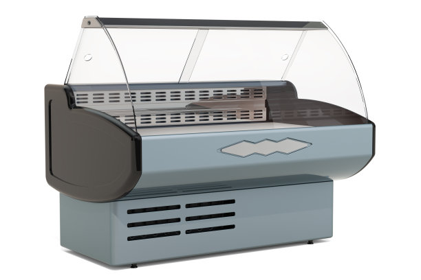 冷冻展示柜，3D渲染隔离在白色背景图片下载