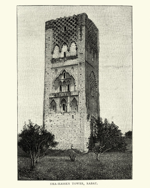 哈桑塔，拉巴特，摩洛哥，19世纪图片下载