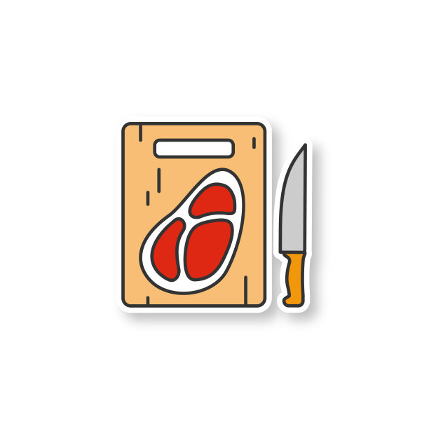 牛排放在砧板上，用刀补上图片下载