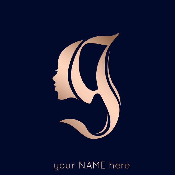 化妆品，水疗中心，美容美发沙龙刻字标志与女人肖像图片下载