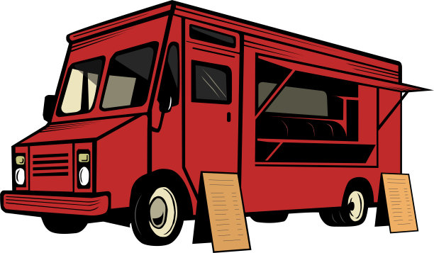 矢量插图的食品卡车孤立在白色图片下载