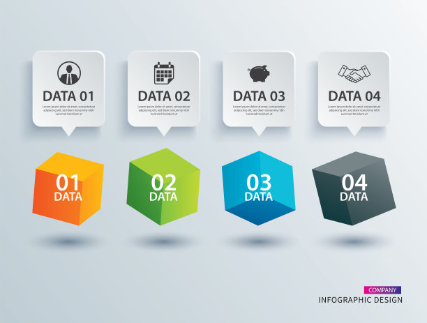 信息图方框与4纸数据模板。矢量插图抽象背景。可用于工作流布局，业务步骤，标签，横幅，网页设计。图片下载