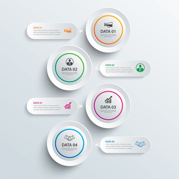 信息图圆纸与4个数据模板。矢量插图抽象背景。可用于工作流布局，业务步骤，宣传册，传单，横幅，网页设计。图片下载