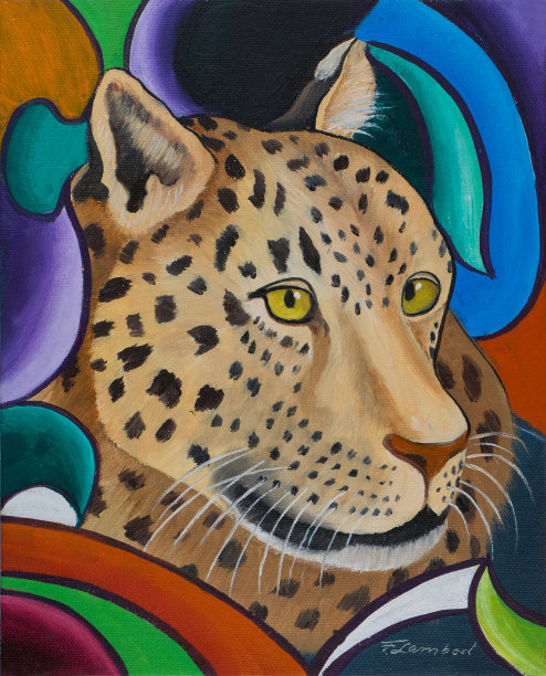 豹子的头，背景是彩色的图片下载