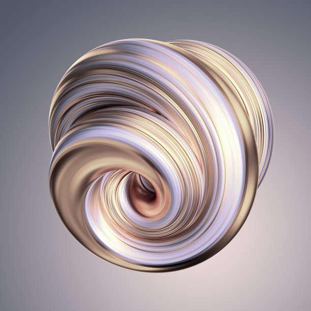 3d渲染，抽象的白色黄金形状，白金，银色，漩涡，金属，笔触，艺术涂抹，粉彩螺旋漩涡，剪辑艺术孤立的浅灰色背景图片下载