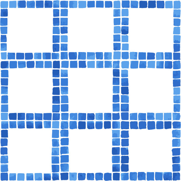 手绘几何瓷砖与格子。无缝矢量模式在蓝色图片下载