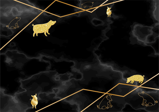 2019中国猪年概念与金色矢量剪影，闪光，箔纹理，模板日历，海报，横幅，贺卡图片下载