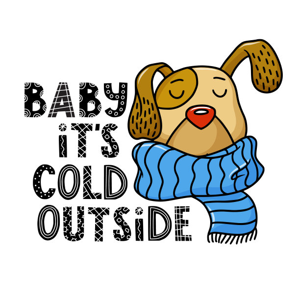 Baby It's Cold Outside贺卡和可爱的狗图片下载