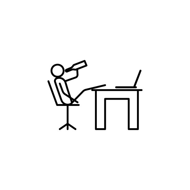 工作时喝酒轮廓图标。移动概念和web应用的懒人图标元素。细线图标饮料在工作中可以用于网络和移动图片下载