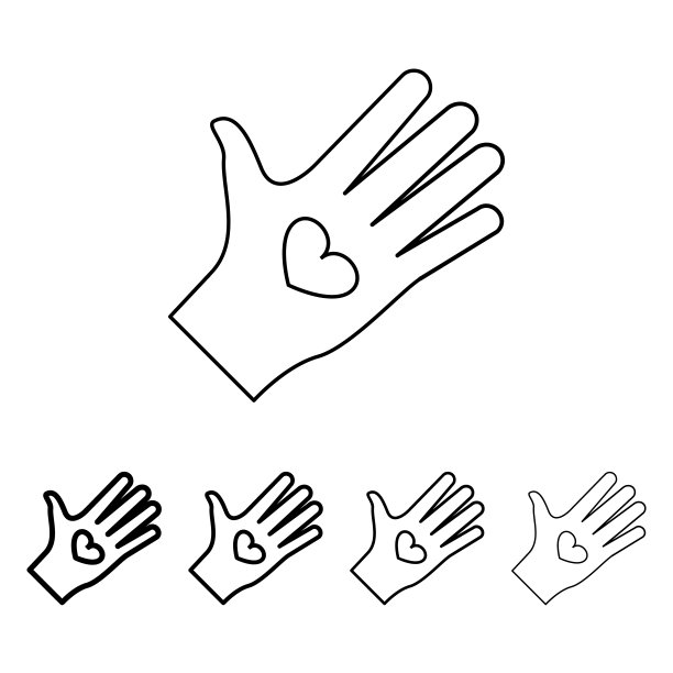 心在手的图标在不同的厚度样式。其中一个情人节收集图标可以用于UI, UX图片下载