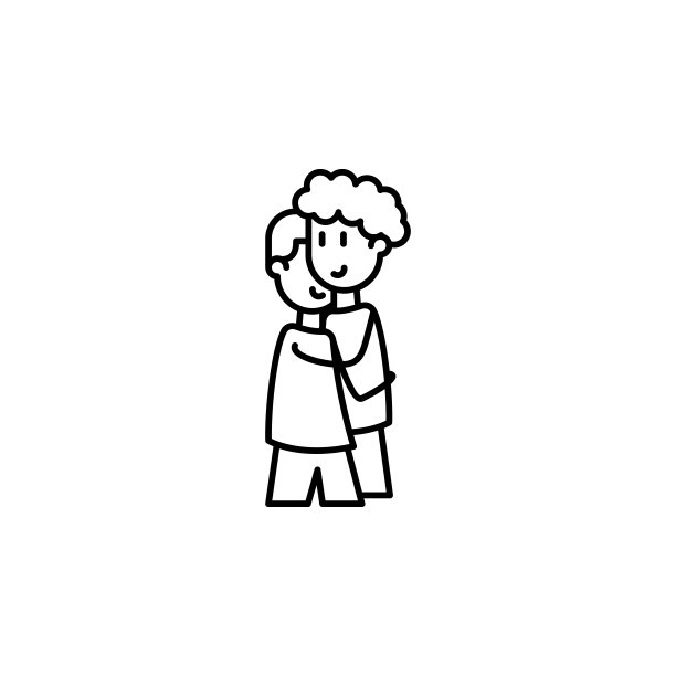 男孩的朋友图标。移动概念和web应用程序的友谊图标元素。细线男孩朋友图标可以用于网络和手机图片下载