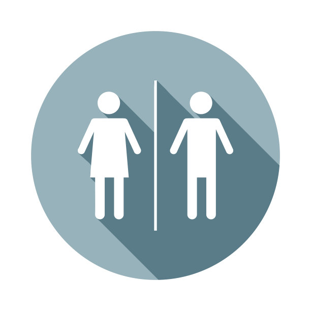 厕所标志男女图标在平长影风格。其中一个网页收集图标可以用于UI, UX图片下载