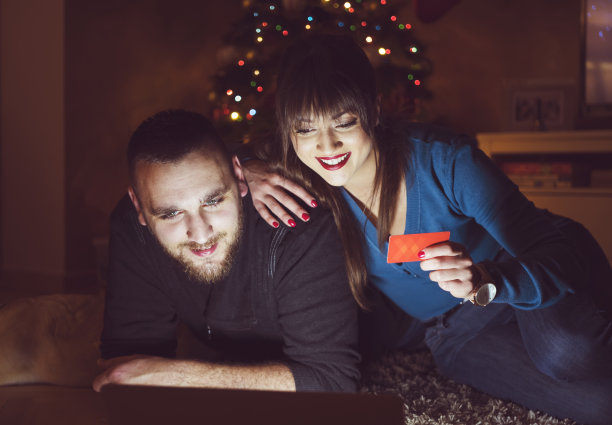 圣诞节在家购物图片下载