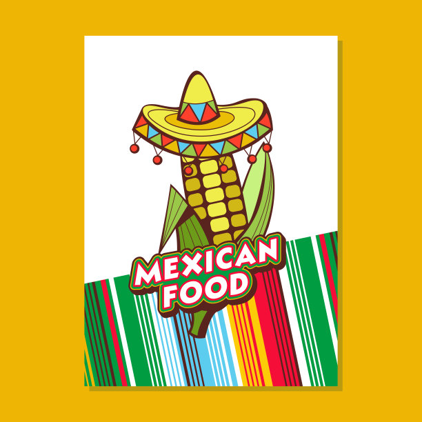 一套受欢迎的墨西哥快餐菜肴。矢量插图卡通风格。图片下载