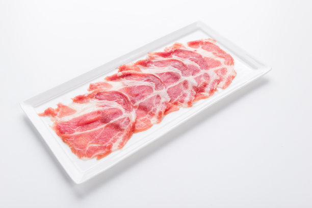 日本火锅用的新鲜猪肉片图片下载