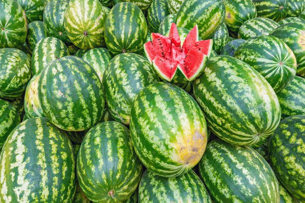 新鲜的西瓜背景。图片下载