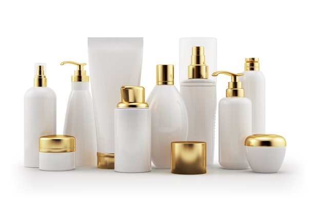 彩妆包装产品，金色和白色图片下载
