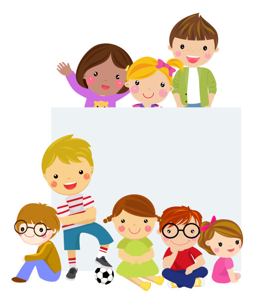 一群孩子和横幅图片下载