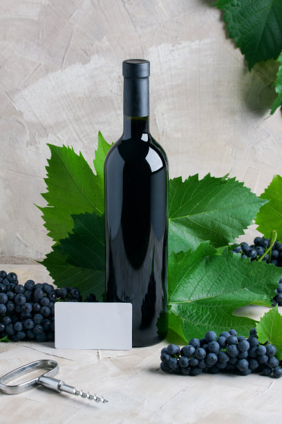 带有品牌标志的红酒瓶模型图片下载