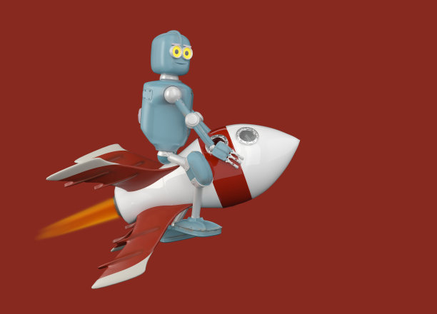 机器人火箭3d渲染。图片下载