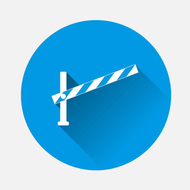 蓝色背景上的矢量图标障碍。平面形象道路护栏与长影子。图层分组便于编辑插图。为你的设计。图片下载