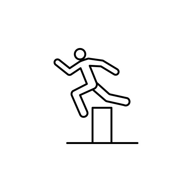 障碍跳跃图标。用于移动概念和Web应用程序的概念图形图标元素。细线障碍跳跃图标可用于Web和移动图片下载