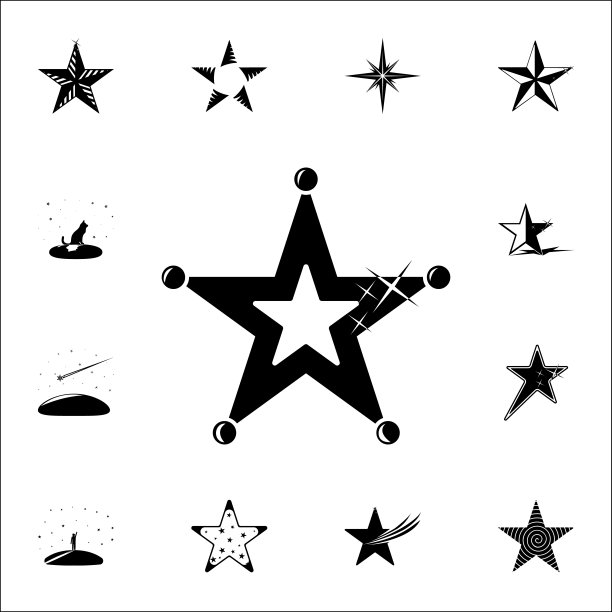 星形圆点图标。明星图标普遍设置为网络和移动图片下载