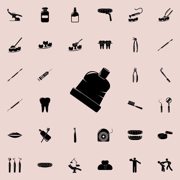 牙膏是空图标。详细的一套牙科图标。优质的平面设计标志。收藏图标之一的网站，网页设计，移动应用程序图片下载