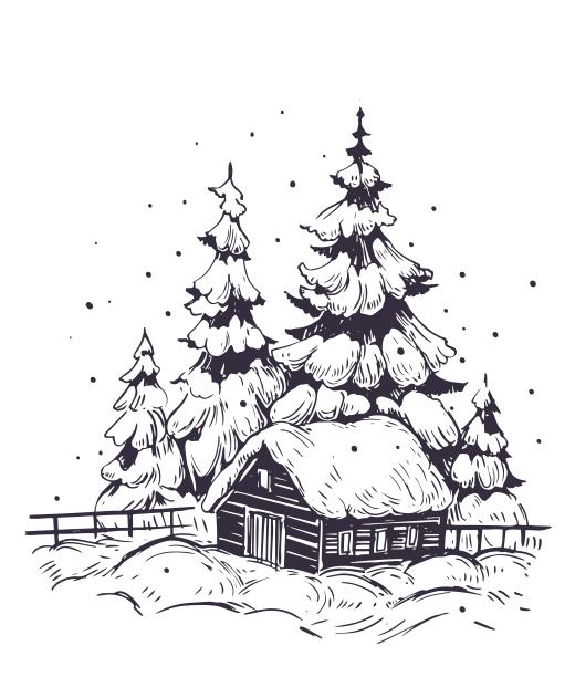 冬天的背景是雪和树。手绘插图转换为矢量。图片下载