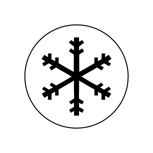 白色背景上的圆形雪花图标图片下载