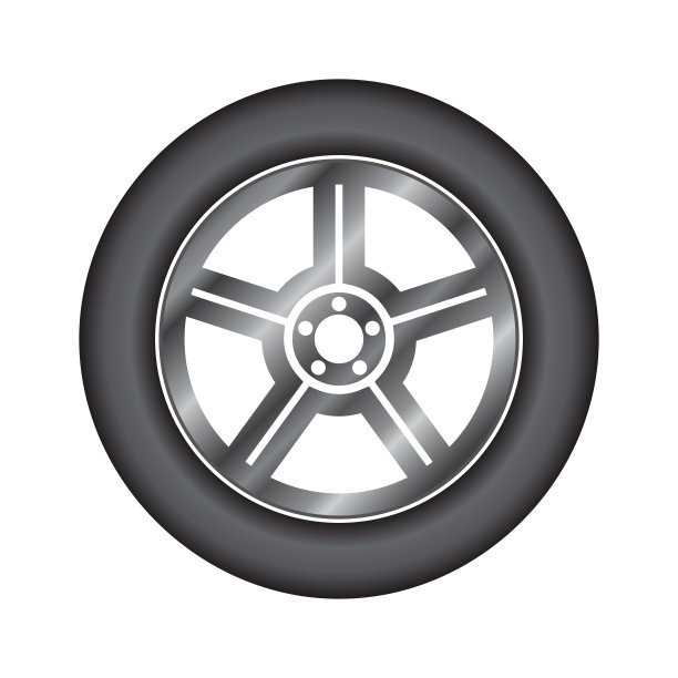 黑色汽车轮胎上的白色背景-向量图片下载