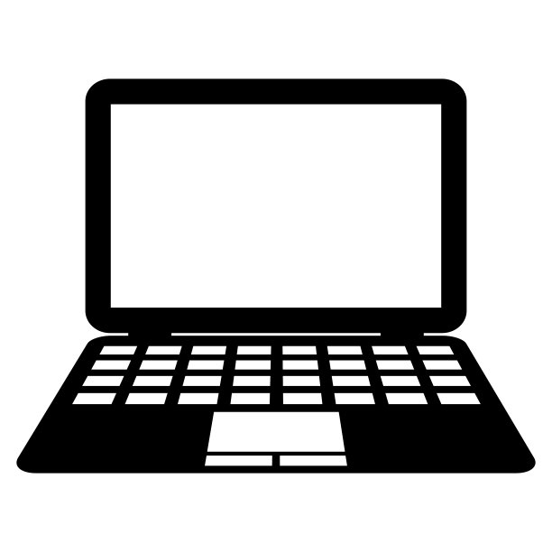 黑色矢量简单可编辑笔记本电脑笔记本电脑图标隔离在白色背景图片下载