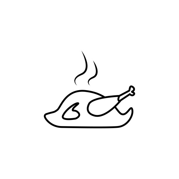 烤鸡图标。移动概念和web应用的食物图标元素。细线烤鸡图标可以用于网页和手机图片下载