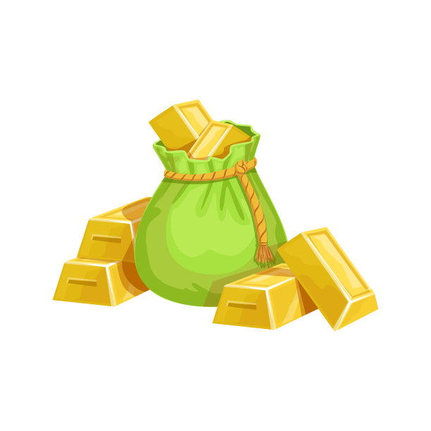 小袋子与金条，隐藏的宝藏和财富的奖励在闪光来设计变化图片下载