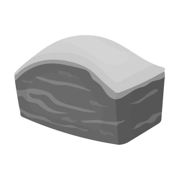 五花肉图标在黑白风格孤立的白色背景。肉类符号股票矢量插图图片下载