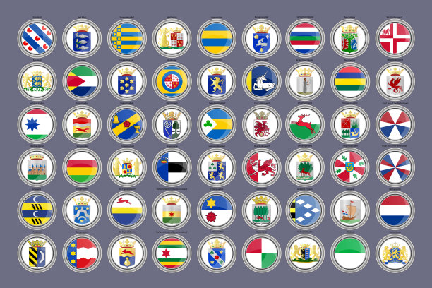 的图标集。荷兰国旗。弗里斯兰省各市。图片下载