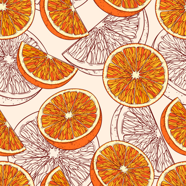 无缝图案与橙色水果图片下载