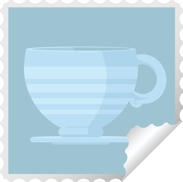 咖啡杯图形矢量插图正方形贴纸邮票图片下载