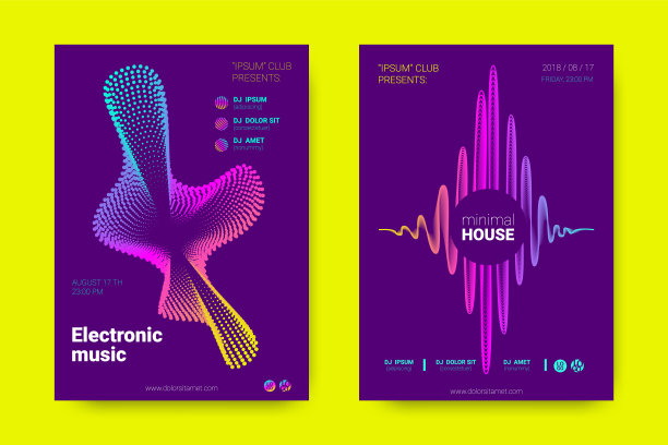 音乐海报与波浪线和失真。图片下载