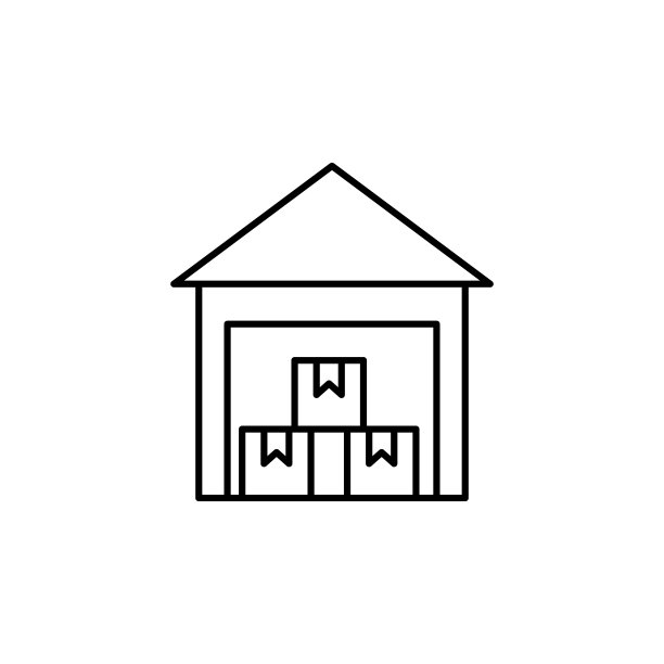 仓库图标：全球物流概念的组成元素，适用于移动概念和Web应用。细线条仓库图标可用于Web和移动端图片下载