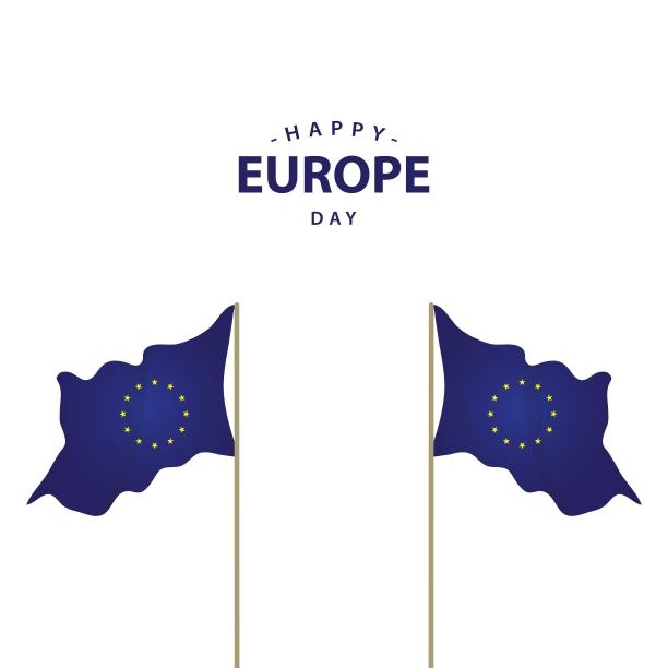 快乐欧洲日矢量模板设计插图图片下载