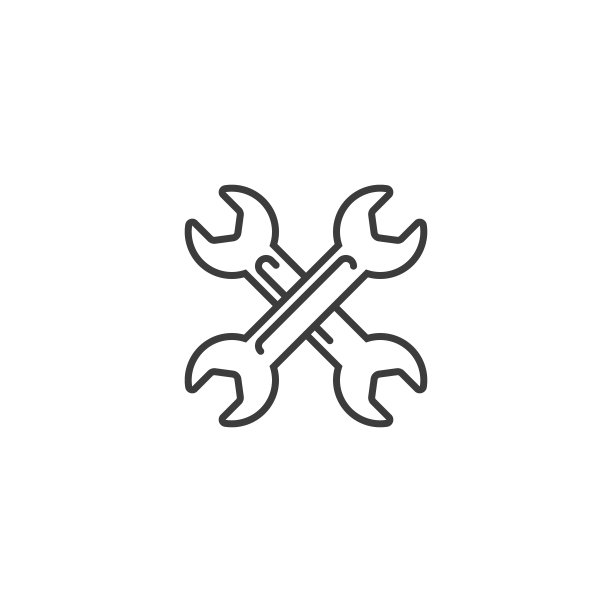 交叉扳手简约矢量轮廓线条图标图片下载