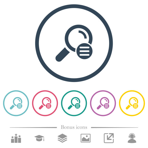 搜索选项中圆形轮廓中的平面颜色图标图片下载